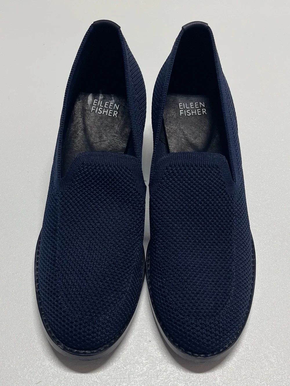 Eileen Fisher Dern Navy Stretch Knit Slip On Pumps Women’s 7.5M